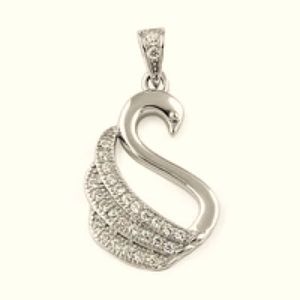 Sterling Silver Swan Clear CZ necklace